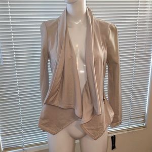 INC cream faux leather cowl neck jacket SIZE small
